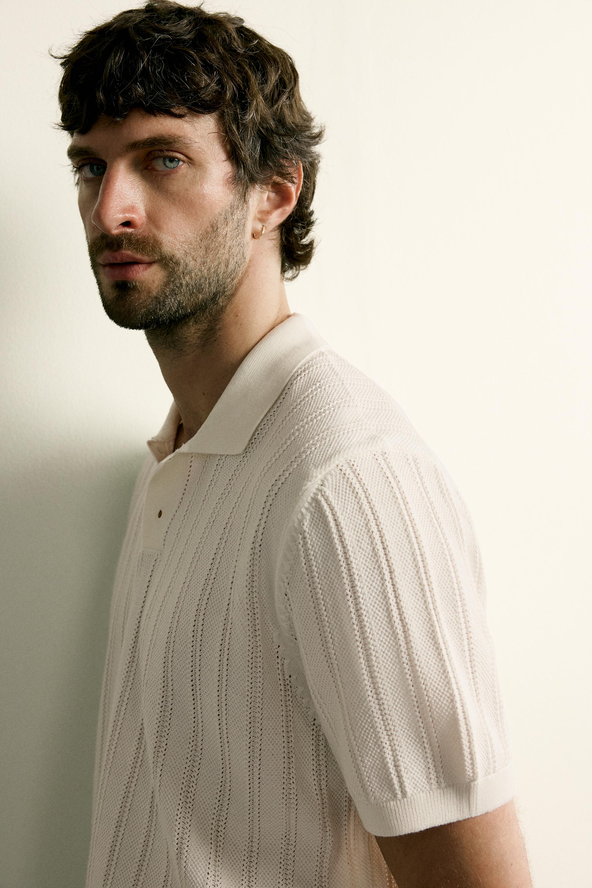 POLO EN MAILLE STRUCTURÉE AJOURÉE